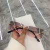 Vintage Fashion 2021 New Sunglasses Rimless Frameless Rectangle Shades Gradient UV400 Summer Traveling Sun Glasses for Women