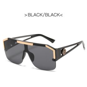 New Luxury Oversized Men Sunglasses Brand Designer Sun Glasses For Women Fashion Gradient Square Shades (Lenses Color: Black Black)