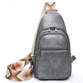 Sling Bag for Women Crossbody Purses Trendy PU Leather Small Sling Backpack Chest Bag for Women (Color: Dark Gray)