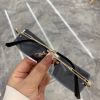 Vintage Fashion 2021 New Sunglasses Rimless Frameless Rectangle Shades Gradient UV400 Summer Traveling Sun Glasses for Women